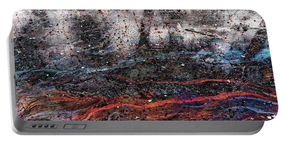 Lava; Volcano; Lava Flow; Fire; Water; Movement; Flowing; Chaos; Texture; Transparency; Depth; Natural Event; Eruption; Organic Debris Portable Battery Charger featuring the digital art Lava Flow by Sandra Selle Rodriguez