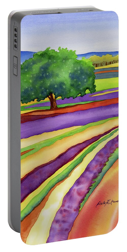 Lavender Portable Battery Charger featuring the painting Lavender Field by Hailey E Herrera