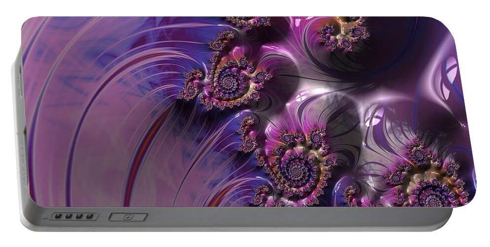 Fractal Portable Battery Charger featuring the digital art Lavender Fractal by Bonnie Bruno