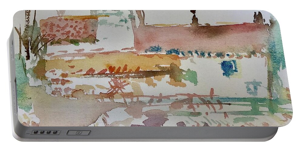 Watercolor Painting Portable Battery Charger featuring the painting Le Vignoble by Glen Neff