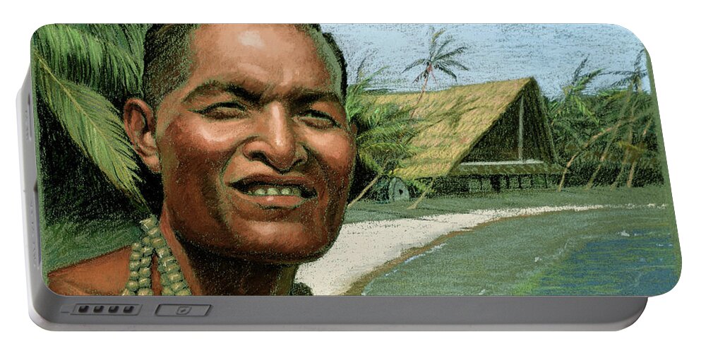 Tom Lydon Portable Battery Charger featuring the painting Leaders of Micronesia - Andrew Roboman by Tom Lydon