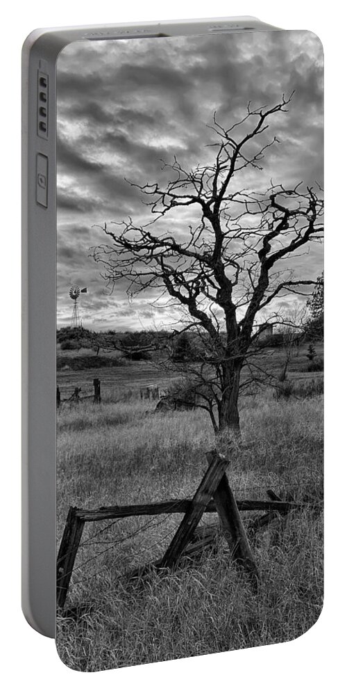 Tree Portable Battery Charger featuring the photograph Leafless Lone Tree by Jerry Abbott
