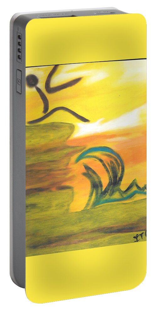 Leap Portable Battery Charger featuring the painting Leap of Faith by Esoteric Gardens KN