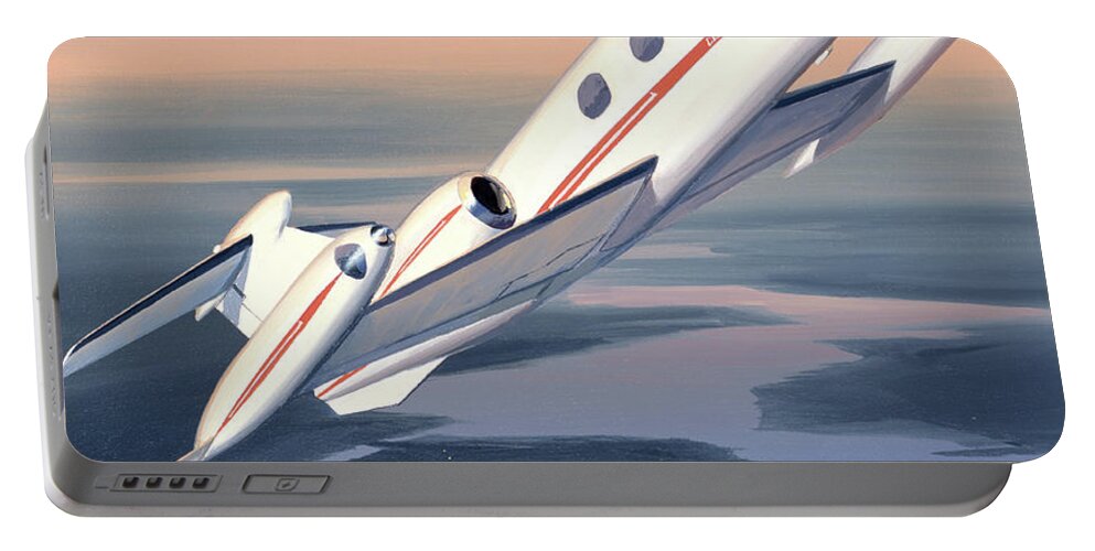 Aircraft Portable Battery Charger featuring the painting Learjet 23 by Jack Fellows
