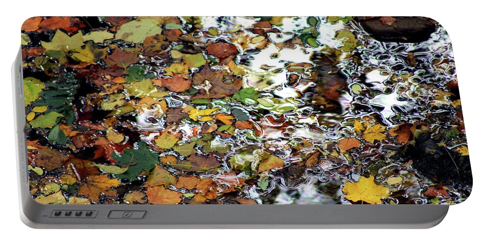 Leaves Portable Battery Charger featuring the photograph Leaves in the Stream 2022 by Christopher Reed