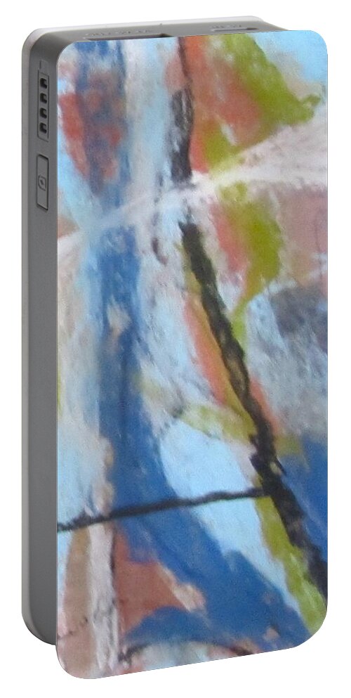 Blue Portable Battery Charger featuring the pastel Left Hand Abstract Series #1 Right Diptych by Barbara O'Toole
