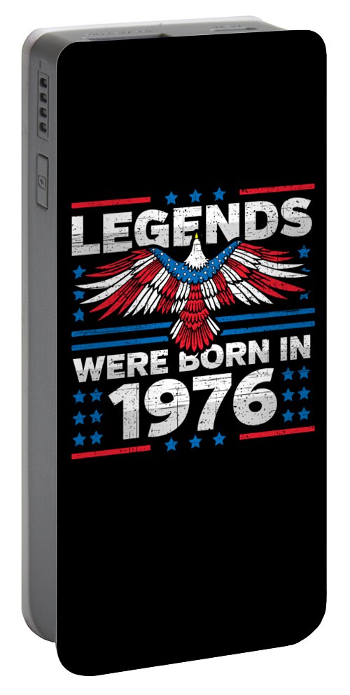 Retro Portable Battery Charger featuring the digital art Legends Were Born in 1976 Patriotic Birthday by Flippin Sweet Gear