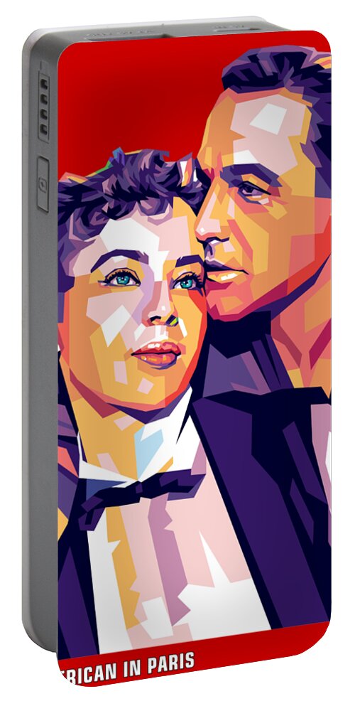 Leslie Portable Battery Charger featuring the digital art Leslie Caron and Gene Kelly by Stars on Art