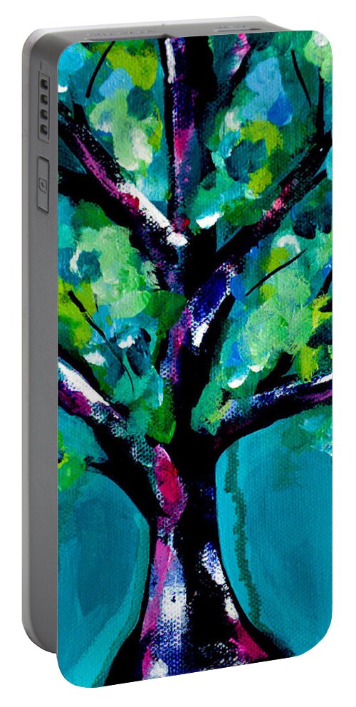 Landscape Portable Battery Charger featuring the painting Let It Rain by Beth Ann Scott