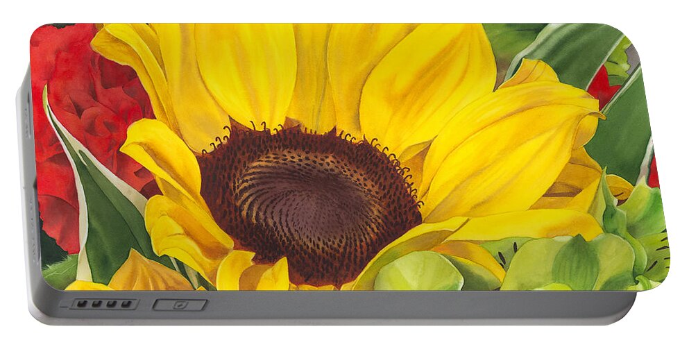 Flower Portable Battery Charger featuring the painting Let Me Brighten Your Day by Espero Art