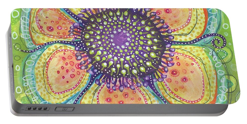Flower Painting Portable Battery Charger featuring the painting Letting Go by Tanielle Childers
