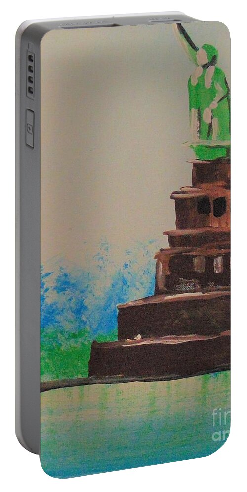 Liberty Portable Battery Charger featuring the painting Liberty by Saundra Johnson
