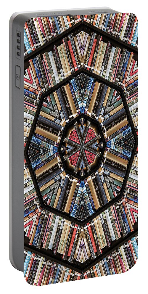 Books Portable Battery Charger featuring the photograph Library Kaleidoscope by Minnie Gallman