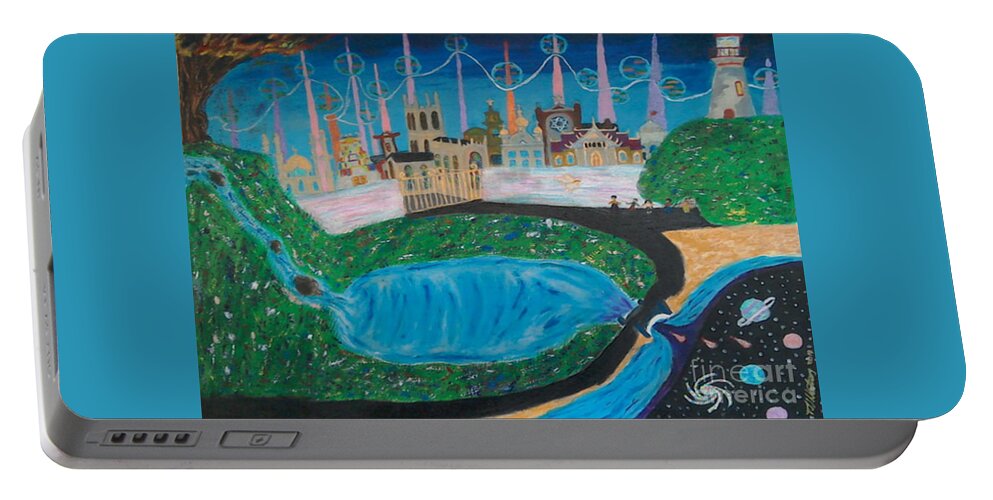 God Portable Battery Charger featuring the painting Life and Death recycle by David Westwood