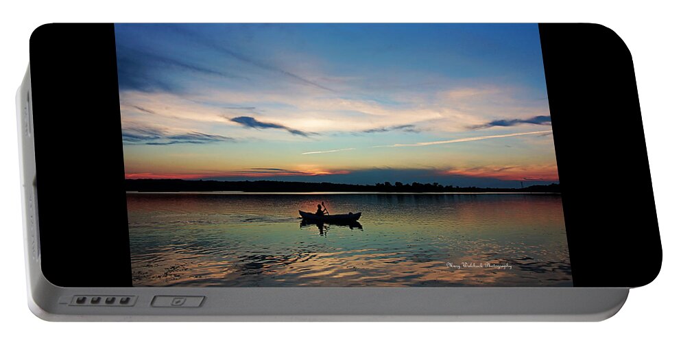 Lake Sunset Portable Battery Charger featuring the photograph Life is but a Dream on a Kayak by Mary Walchuck