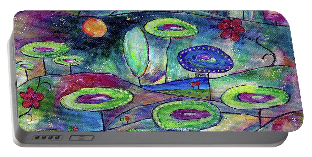Whimsical Portable Battery Charger featuring the painting Life On Mars by Sunshyne Joyful