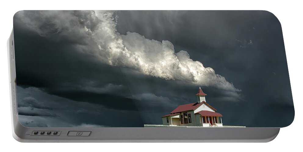 Church Portable Battery Charger featuring the photograph Light In A Storm by Jeff Burgess