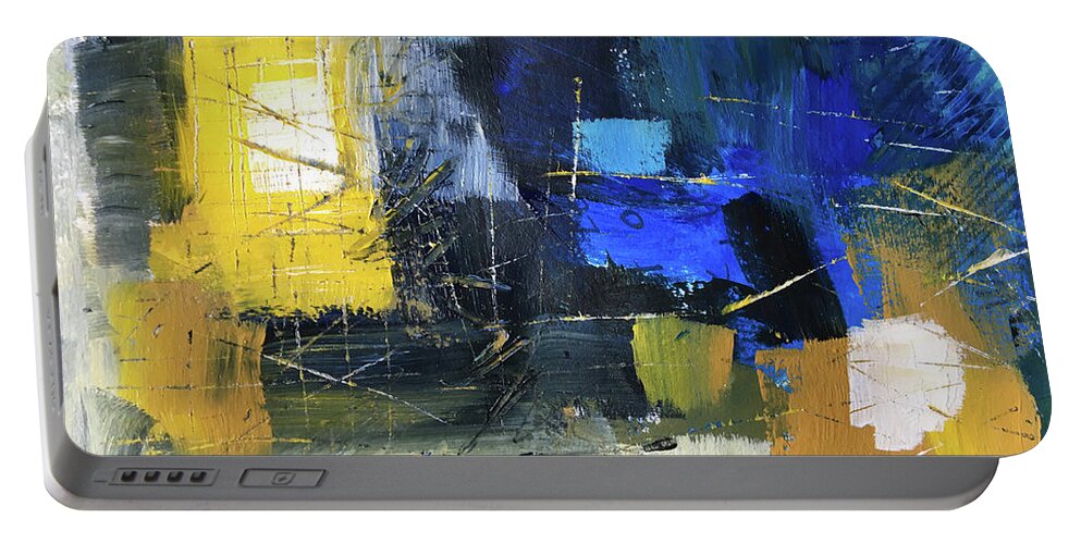 Modern Abstract Portable Battery Charger featuring the painting Light in the Window by Nancy Merkle