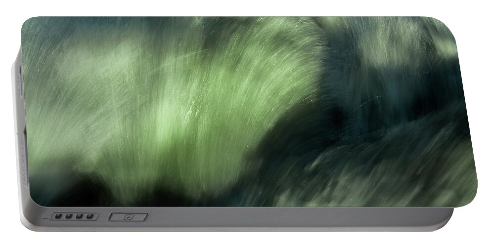 Inspirational Portable Battery Charger featuring the photograph Light Plays in the Rushing Mountain Stream by Stan Weyler