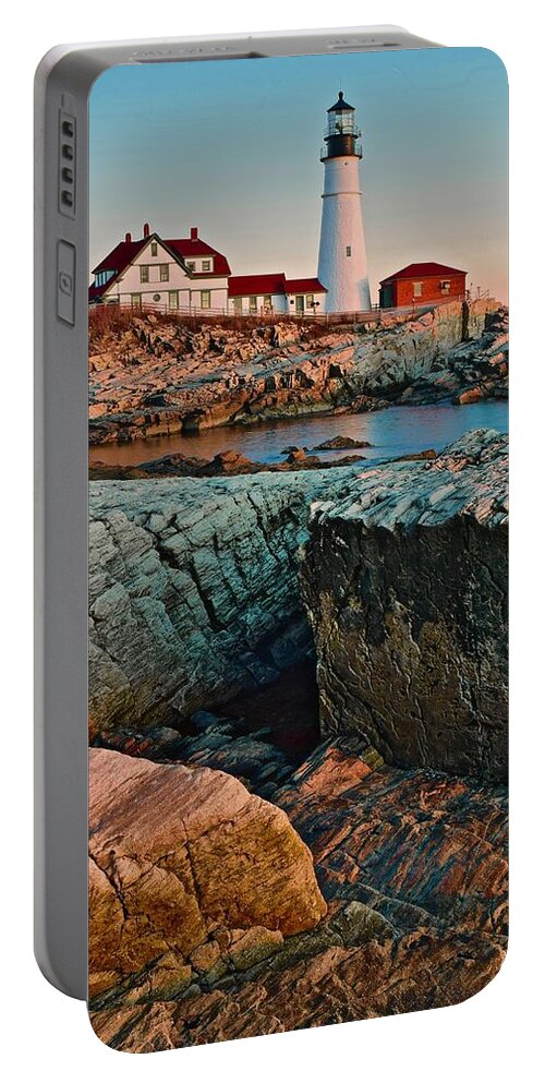 Portland Portable Battery Charger featuring the photograph Lighthouse Eight by Ten by Frozen in Time Fine Art Photography