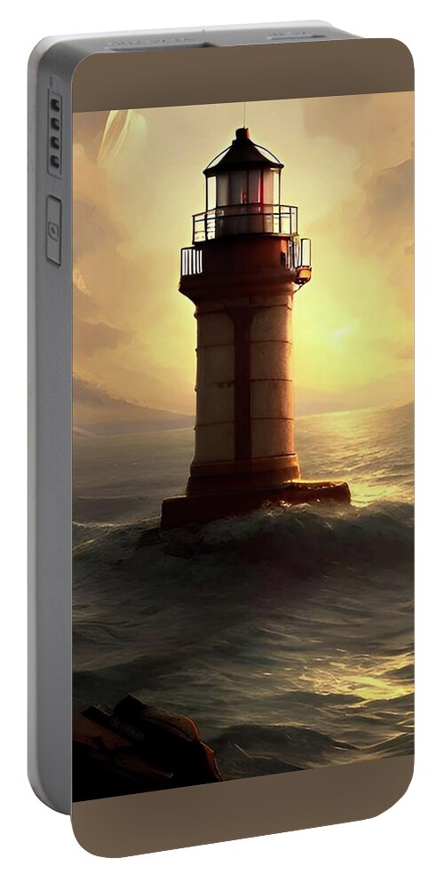 Lighthouse Portable Battery Charger featuring the digital art Lighthouse No.52 by Fred Larucci