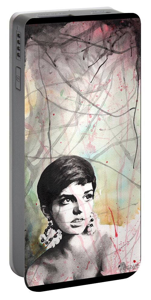 Portrait Portable Battery Charger featuring the painting Lil' Liza - In Black by Tiffany DiGiacomo
