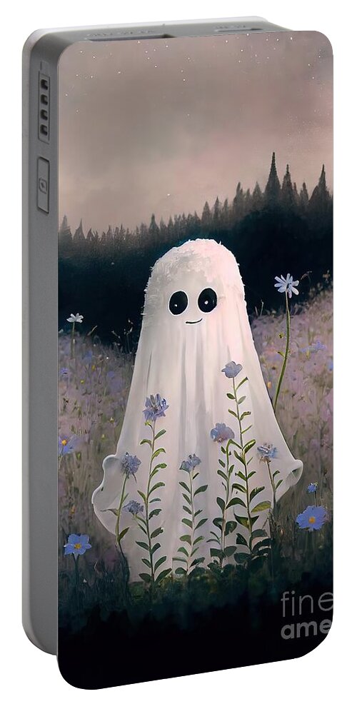 Ghost Portable Battery Charger featuring the painting Lilac Ghost by N Akkash