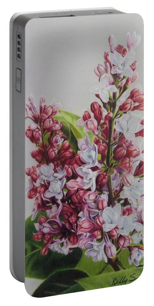 Floral Portable Battery Charger featuring the drawing Liliac by Kelly Speros