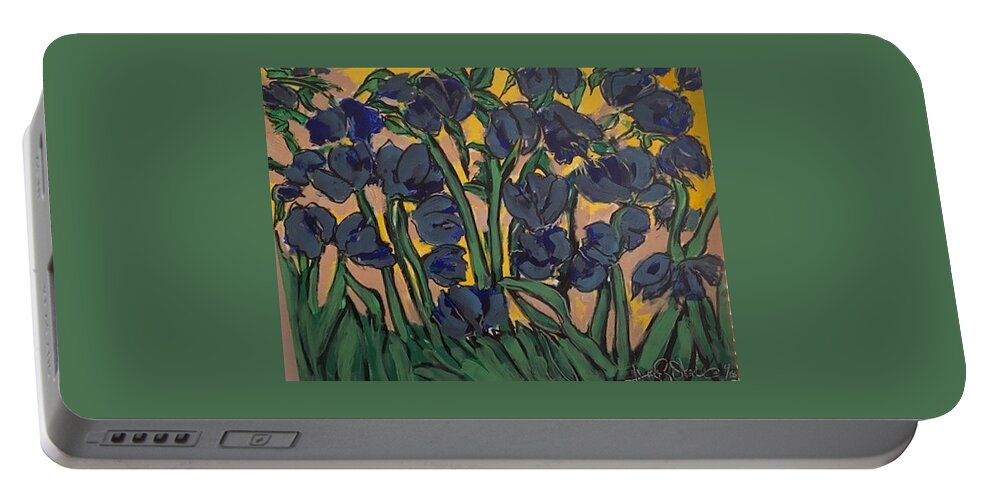  Portable Battery Charger featuring the painting Lilies of the field by Angie ONeal