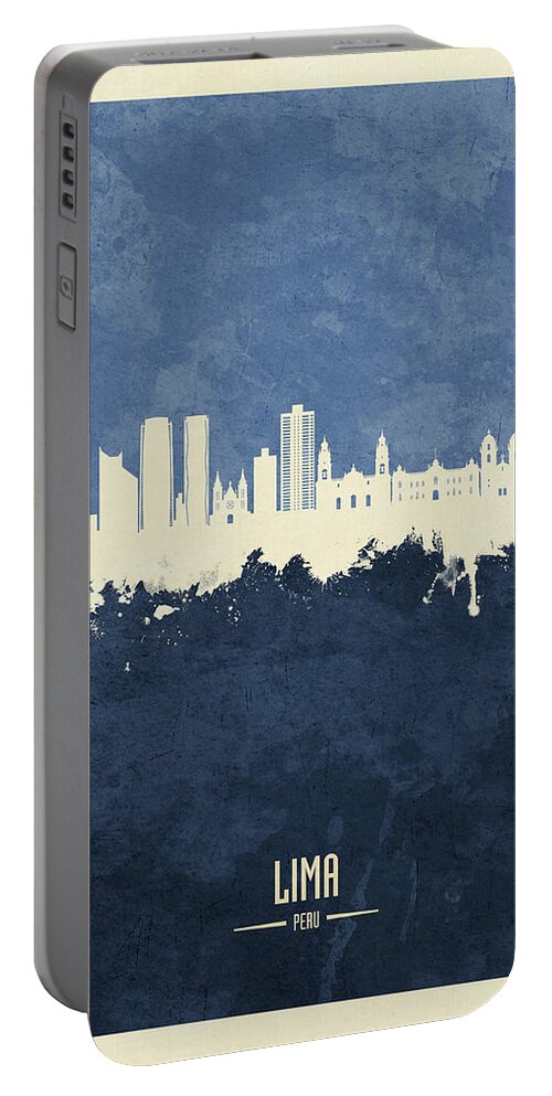 Lima Portable Battery Charger featuring the digital art Lima Peru Skyline #90 by Michael Tompsett