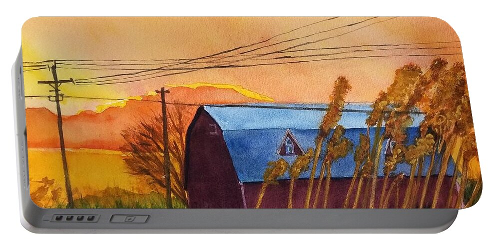 Barns Portable Battery Charger featuring the painting Linden by Ann Frederick