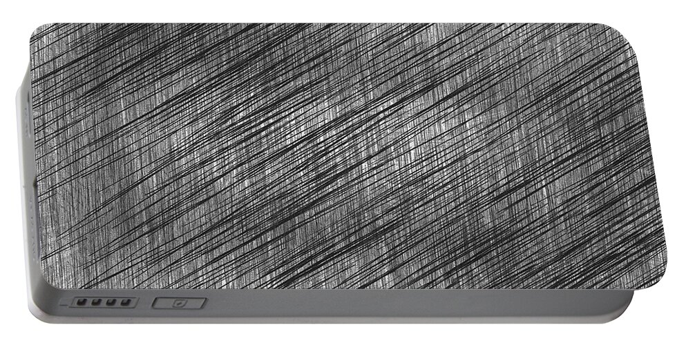 Black And White Portable Battery Charger featuring the digital art Linear Monochrome by Bentley Davis