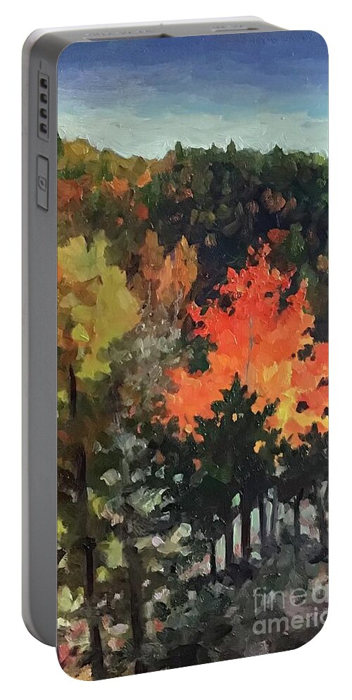 Fall Portable Battery Charger featuring the painting Linville Glow by Anne Marie Brown