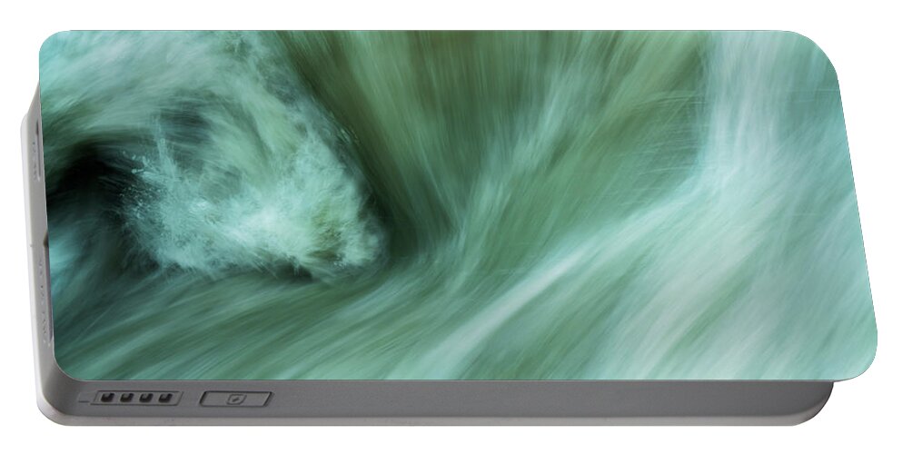 Abstract Portable Battery Charger featuring the photograph Liquid Jet-Stream by Stan Weyler