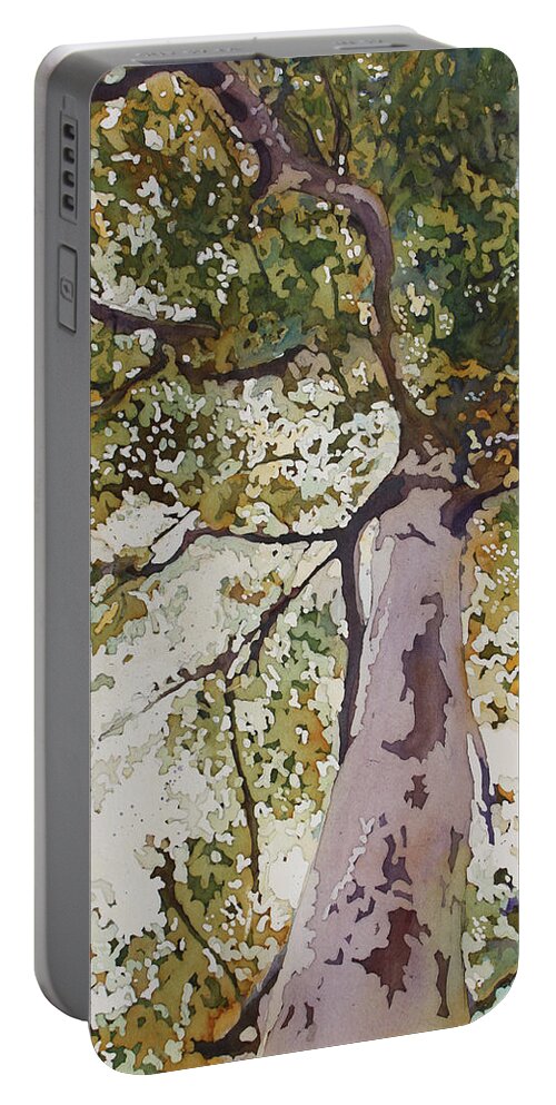 Birch Portable Battery Charger featuring the painting Lithe Birch by Jenny Armitage