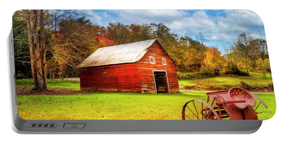 Barns Portable Battery Charger featuring the photograph Little Barn at the Farm in the Countryside by Debra and Dave Vanderlaan