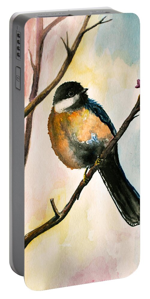 Watercolor Portable Battery Charger featuring the painting Little Bird 8 by Medea Ioseliani