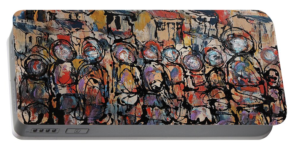 Moa Portable Battery Charger featuring the painting Little Boxes On The Hillside by Solomon Sekhaelelo