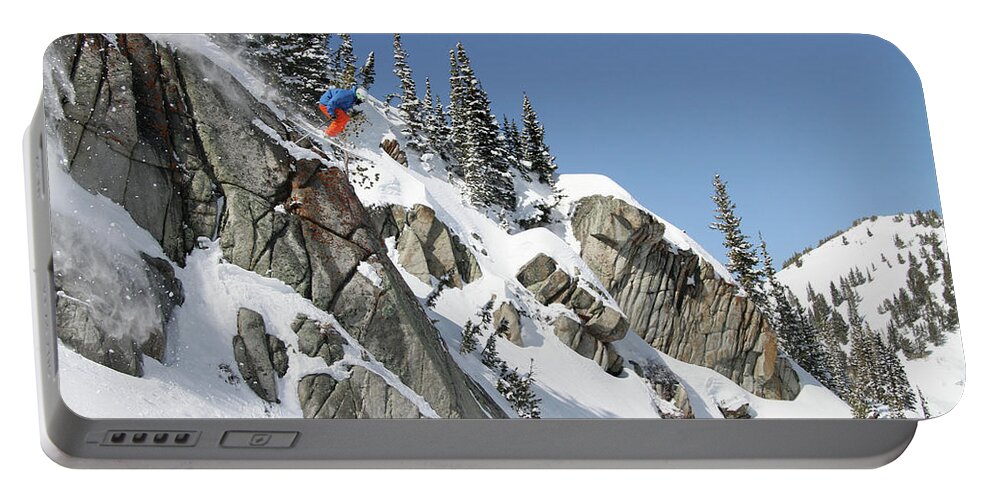 Utah Portable Battery Charger featuring the photograph Little Cottonwood Canyon Skier - Alta Backcountry, Utah - IMG_0471 by Brett Pelletier