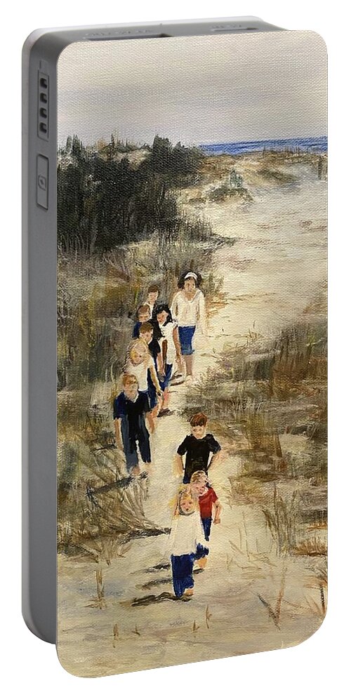 Acrylic Portable Battery Charger featuring the painting Little Darlings by Paula Pagliughi