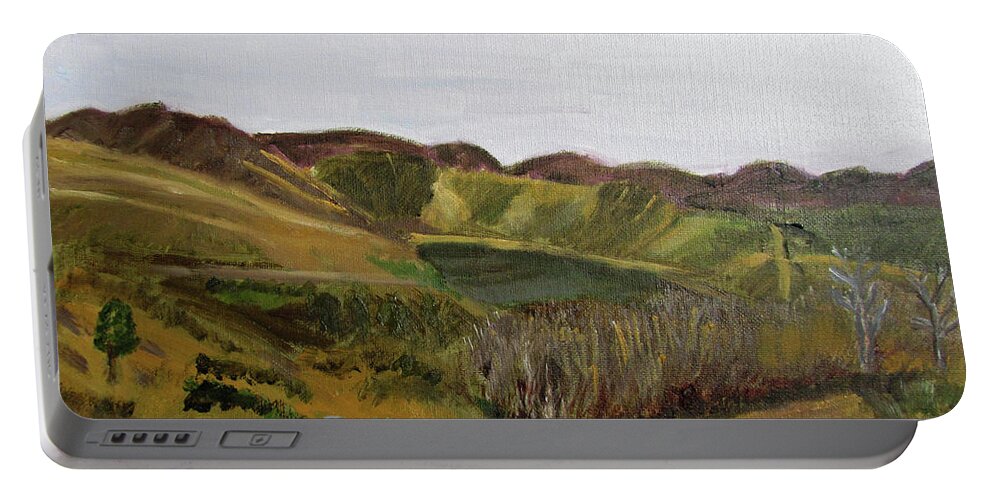 Utah Portable Battery Charger featuring the painting Little Dell Reservoir by Linda Feinberg