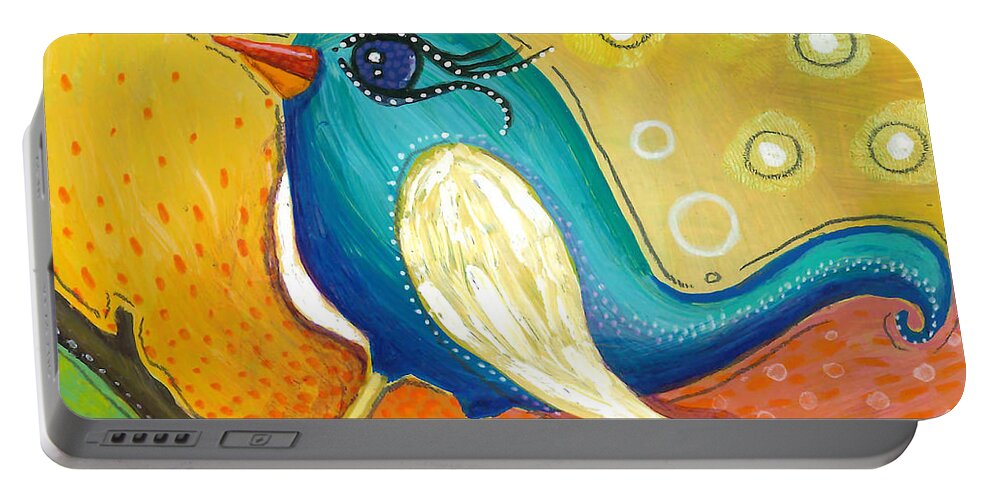 Jay Bird Portable Battery Charger featuring the painting Little Jay Bird by Tanielle Childers