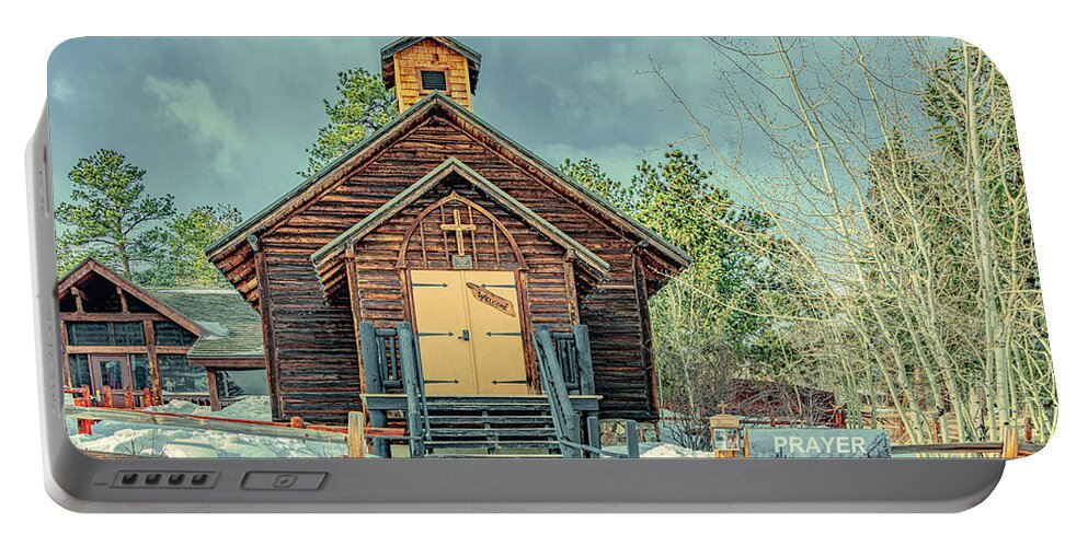 Colorado Portable Battery Charger featuring the photograph Little Log Church, Allenspark, Colorado by Marcy Wielfaert