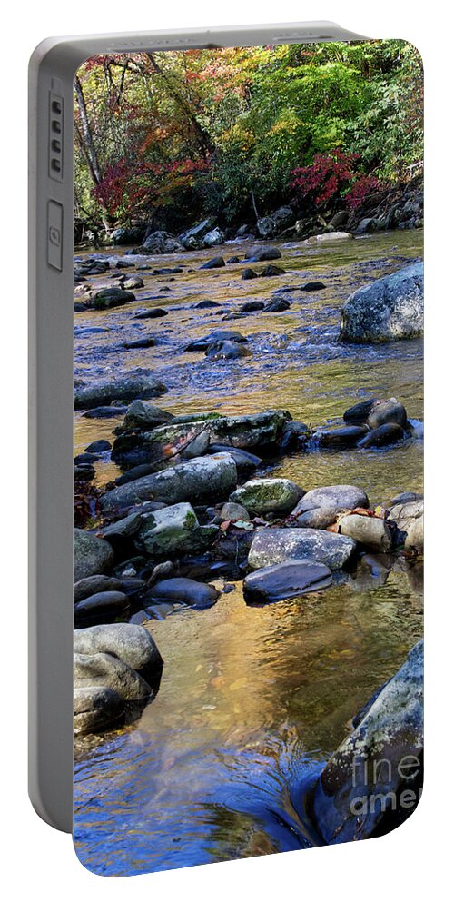 Cascades Portable Battery Charger featuring the photograph Little River In Autumn 2 by Phil Perkins