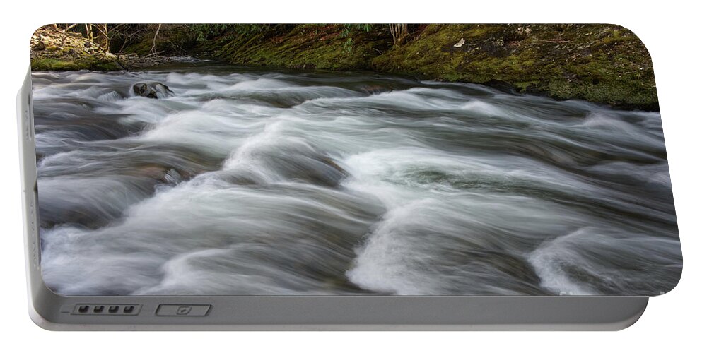 Smokies Portable Battery Charger featuring the photograph Little River Rapids 21 by Phil Perkins