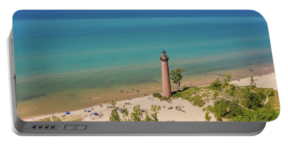 Drone Portable Battery Charger featuring the photograph Little Sable Lighthouse Michigan by John McGraw