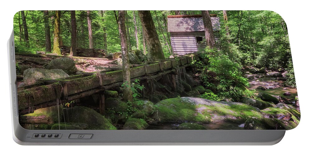 Reagan’s Tub Mill Portable Battery Charger featuring the photograph Little Tub Mill on Roaring Fork - Smoky Mountains by Susan Rissi Tregoning