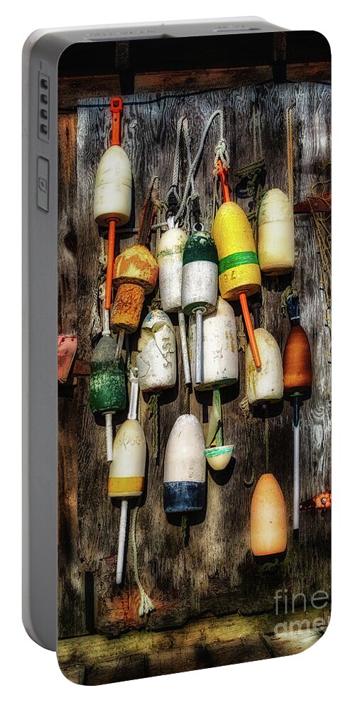 Cape Neddick Portable Battery Charger featuring the photograph Lobster Buoys by Jerry Fornarotto