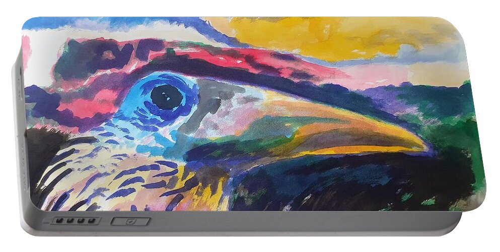 Tucano Portable Battery Charger featuring the painting L'occhio del tucano by Enrico Garff