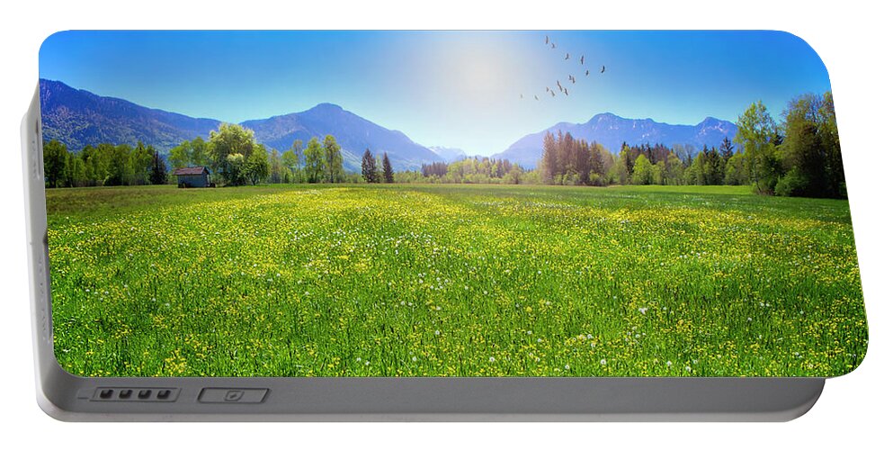 Nag005662 Portable Battery Charger featuring the photograph Loisach Moor by Edmund Nagele FRPS